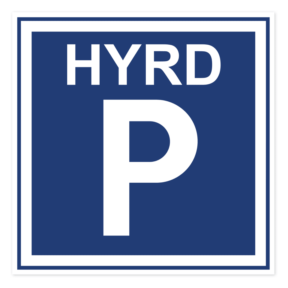 Hyrd parkering-skylten har storleken 310x310mm och tillverkas i materialet Aluminium 0.7mm. Denna standardskylt kan anpassas så att du kan skapa din egen version av skylten.